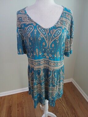 Taohuadao Paisley Floral Print Short Sleeve Tunic Top
